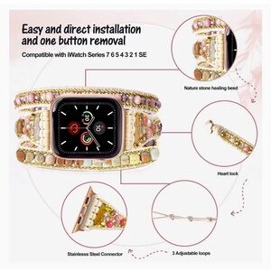 Apple Watch bands and assorted earrings, and bracelets